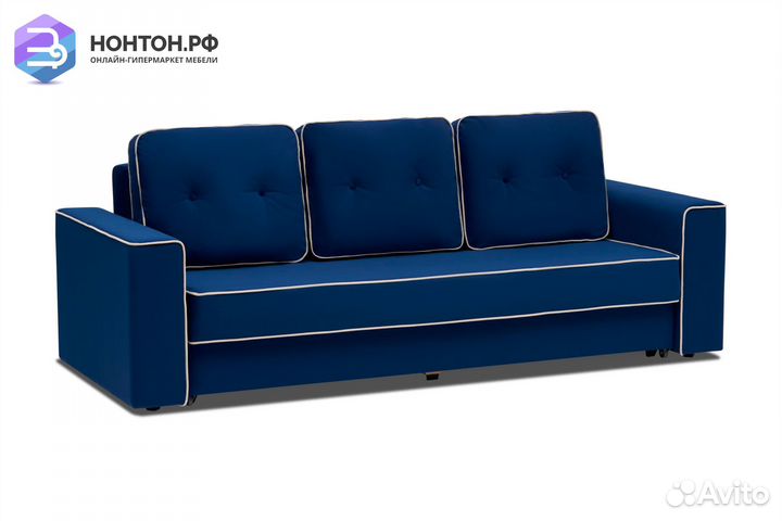 Диван еврокнижка Берген 3-х местный темно-синий