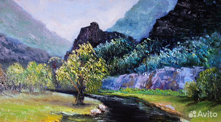 Картина маслом на холсте горный пейзаж