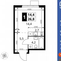 Квартира-студия, 26,8 м², 10/12 эт.