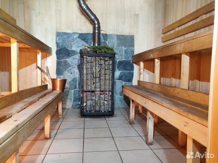 Баня на дровах, купель, беседка, мангал