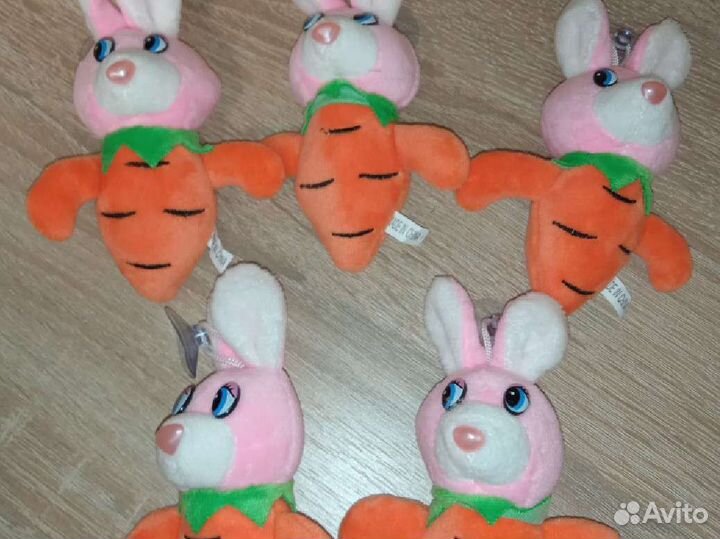 Мягкая игрушка, брелок заяц, кролик на липучке