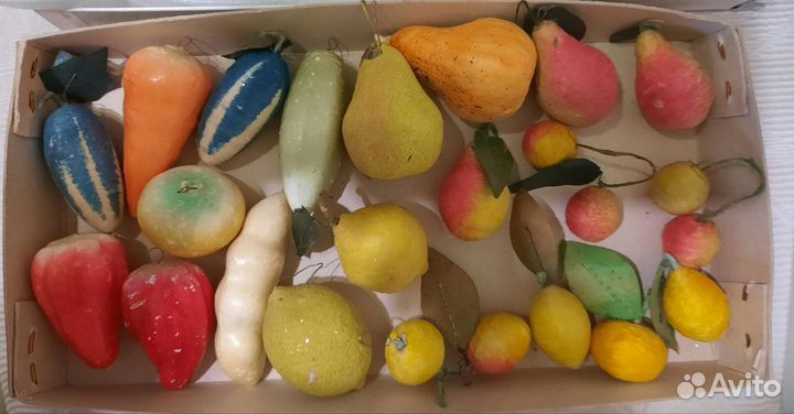 Елочные игрушки СССР. Овощи и фрукты