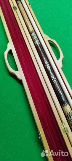 Кий из эбена с инкрустацией перламутром и серебром