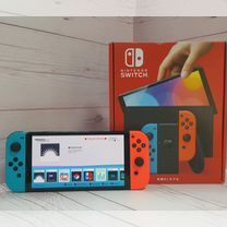 Nintendo Switch Oled Красно-Синяя + 256Gb + Игры