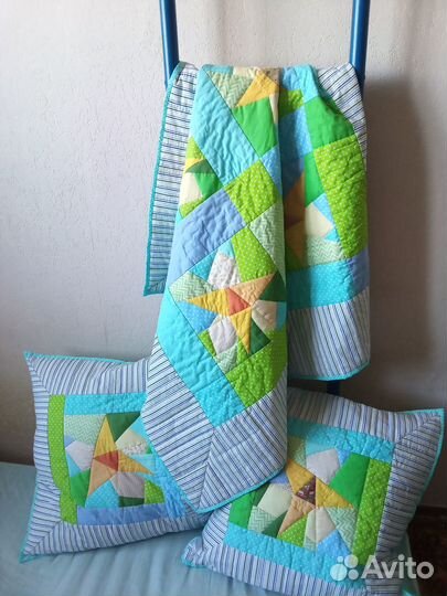 Плед и наволочки лоскутный комплект