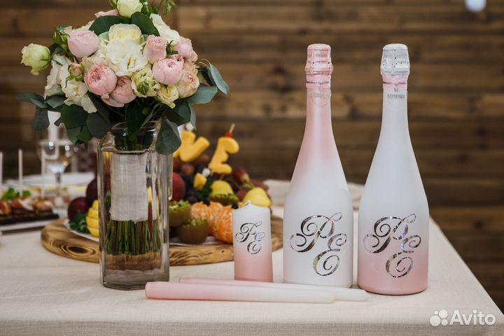Свадебные аксессуары, наборы, бутылки, фужеры