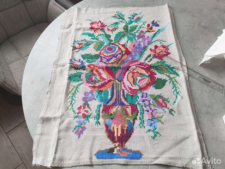 Вышивка старинная на льне.крестом