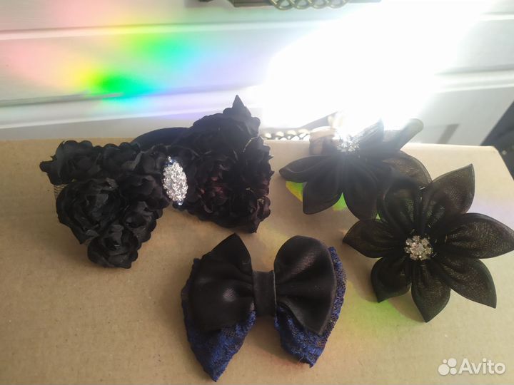 Резинка для волос бантики и цветочки