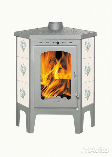Печь-камин бавария угловая с плитой незабудка