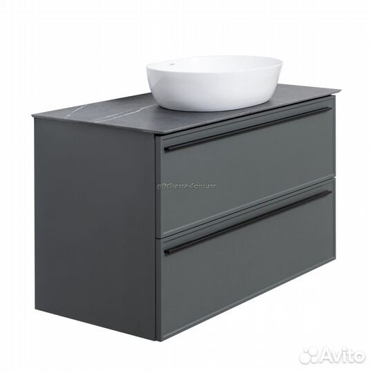 Тумба под раковину подвесная La Fenice Elba twin FNC-01-ELB-G-100-2, серо-зеленая