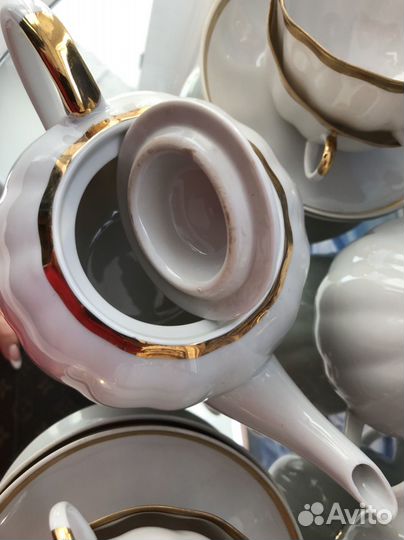 Белый Чайный сервиз СССР Дулево костяной фарфор