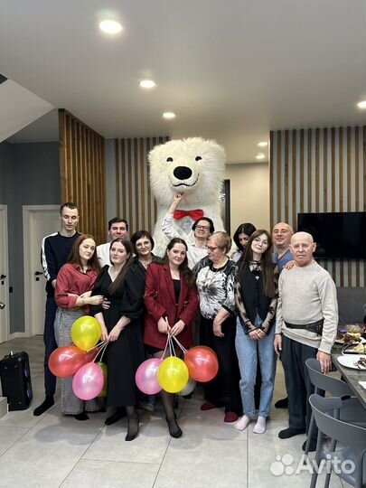 Белый Мишка поздравление/Аниматор/Ростовая кукла