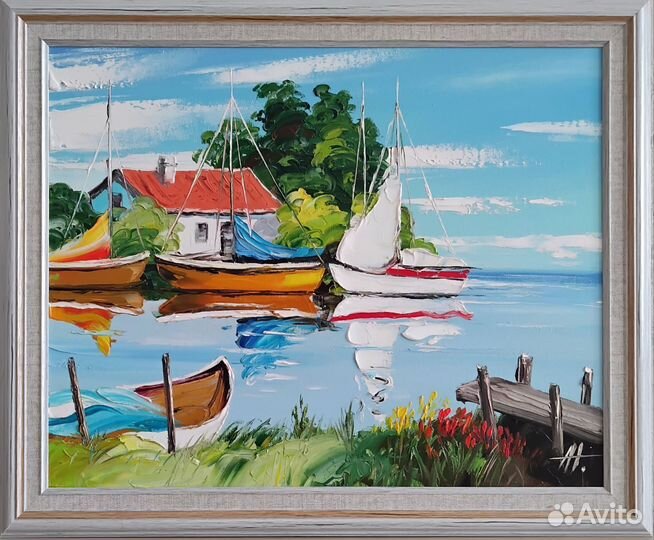 Картина маслом на холсте 40-50см морской пейзаж