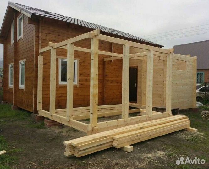 Пристройка к дому, терраса, баня, веранда