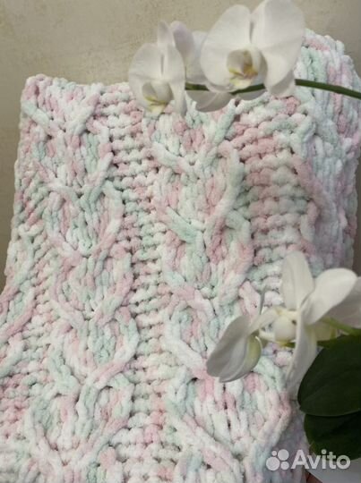 Плед детский вязаный, подростковый, покрывало