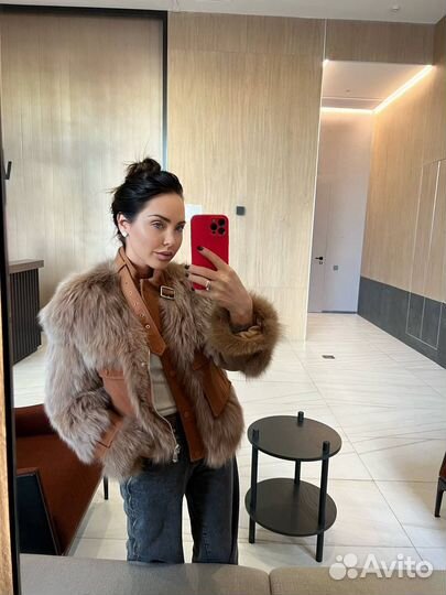 Бомбер из меха песца женский