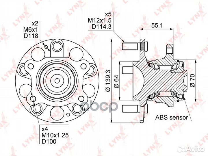 Ступица колеса зад прав/лев WH1023 lynxauto
