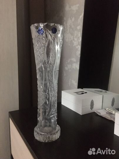 Хрустальная ваза для цветов 34 см
