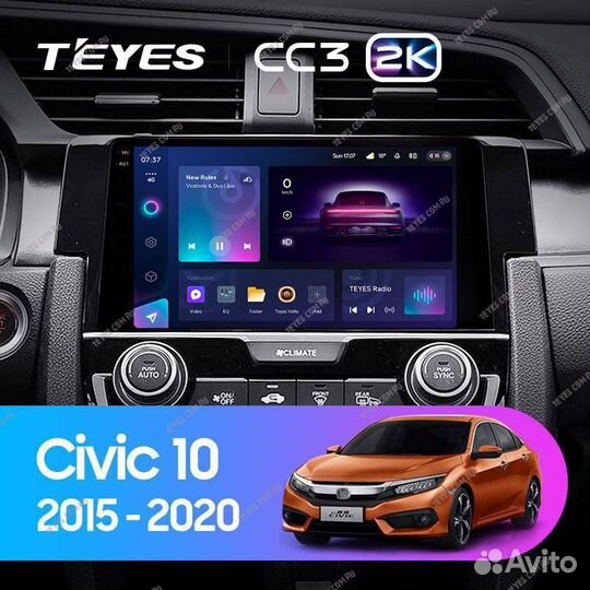 Магнитола Андроид Teyes CC3 2K 4/32 Honda Civic