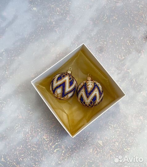 Ёлочные шарики ручной работы d-4см (набор 2шт)