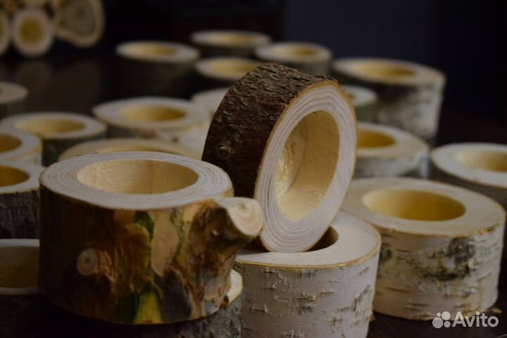 Натуральный подсвечник из спила дерева