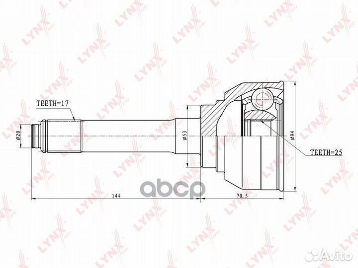 Шрус наружный перед прав/лев CO3801 lynxauto