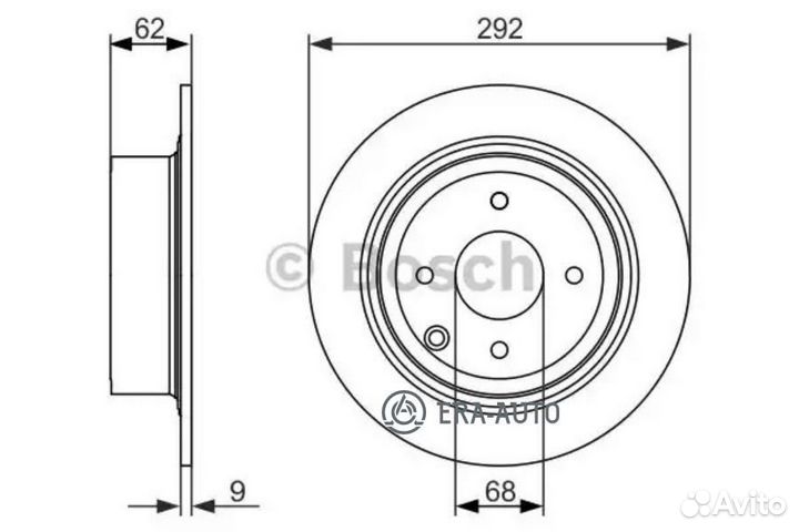 Bosch 0986479742 Диск торм. зад.292x9 4 отв