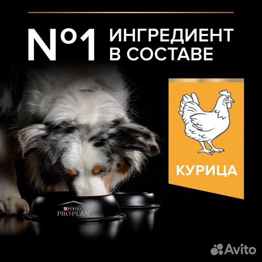 Корм PRO plan для взрослых собак средних пород, с