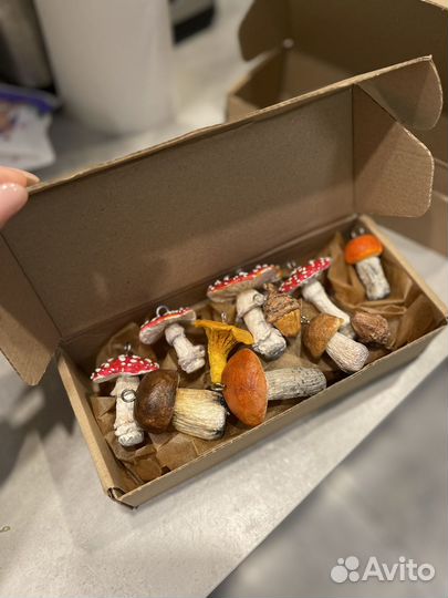 Набор елочных игрушек лесные грибы