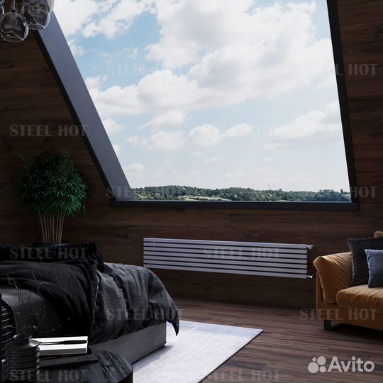 Горизонтальный дизайнерский радиатор Steel-Hot от