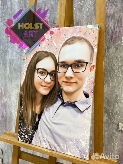 Портрет по фото на холсте