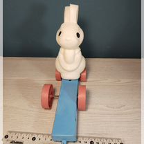 Белый заяц колеса каталка игрушка СССР