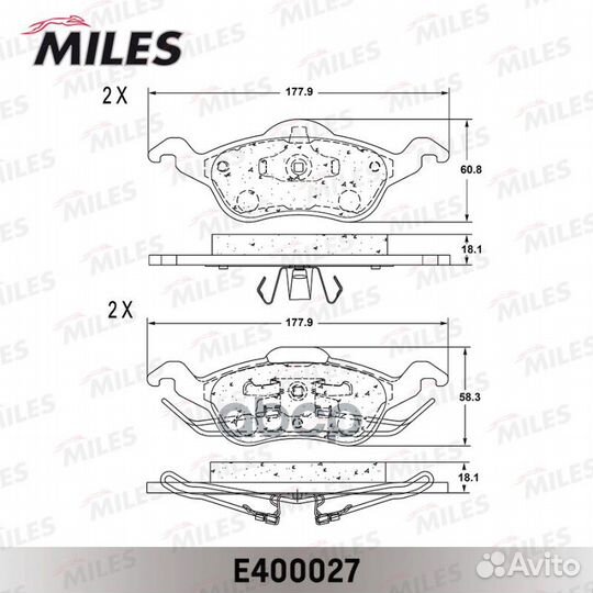 Колодки тормозные дисковые E400027 Miles