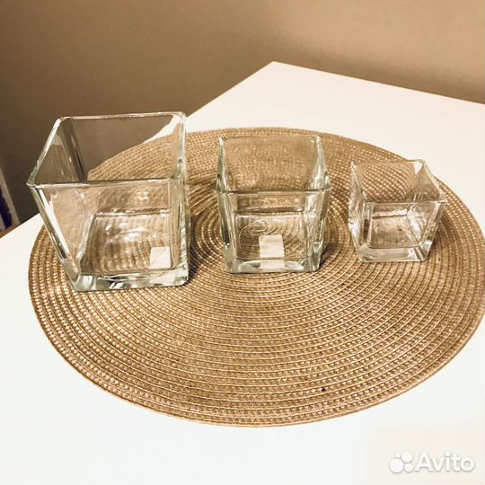 Набор Ваз из 3шт, вазы кубики 6,8,10см подсвечники