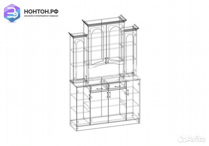 Буфет Констанция 4-х створчатый фисташковый