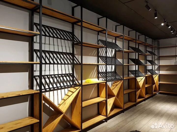 Витрины, стеллажи, мебель из металла лофт
