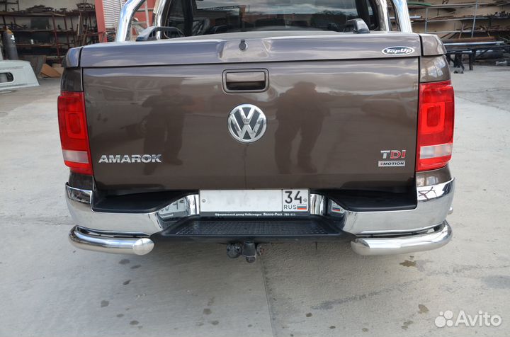 Защита заднего бампера VW Amarok двойная угловая