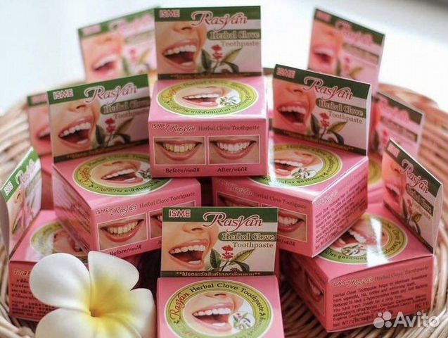 Тайская круглая отбеливающая зубная паста Rasyan