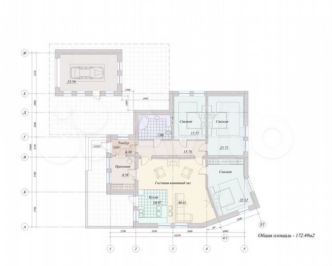 Коттедж 172 м² на участке 10 сот.