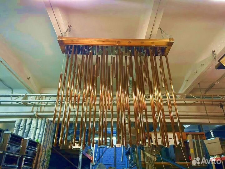 Люстра из сплава трубы цвет золото