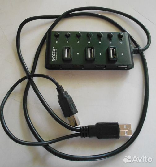 USB-концентратор Ginzzu 7 портов с кнопками