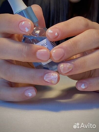 Маникюр с покрытием гель лак, наращивание