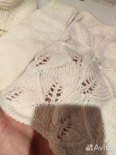 Вязаный женский комплект, шапка,снуд и варежки