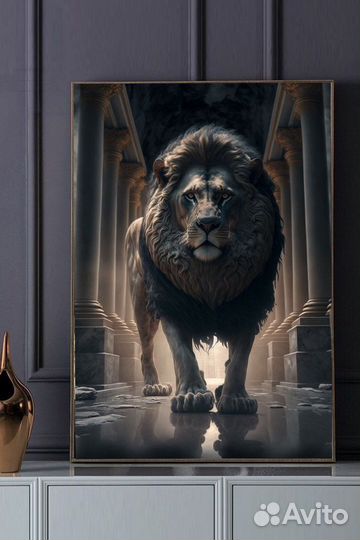 Картина маслом на холсте большая Лев