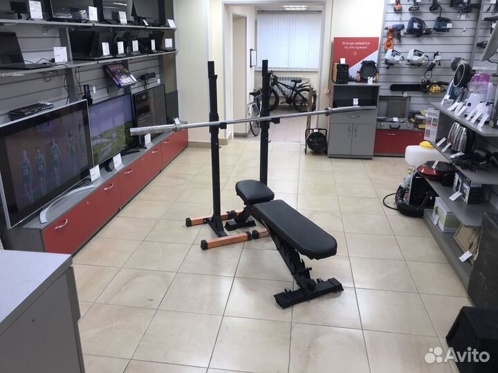 С257) Скамья для жима со стойками и штангой