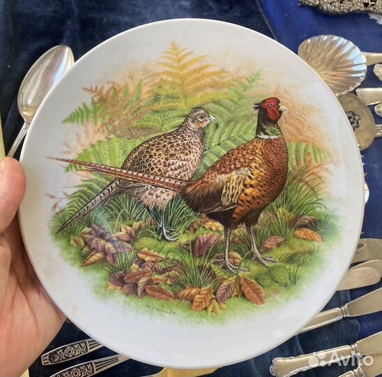 Тарелка настенная собачки лошади тройка Дед Мороз