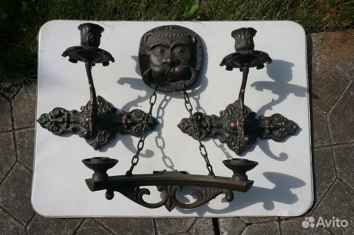 Подсвечники под бронзу винтажные и дверная ручка