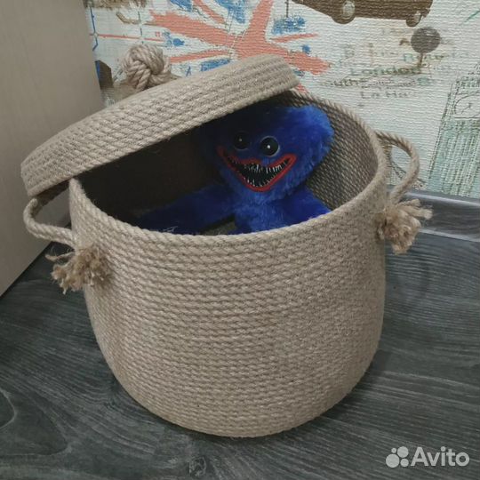 Корзина из джута с крышкой