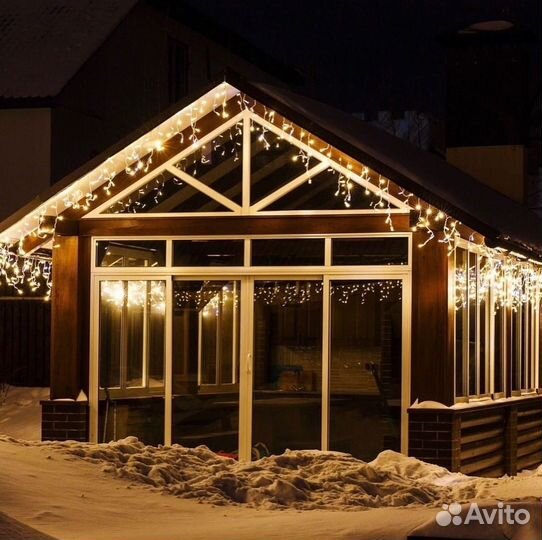 Гирлянда уличная бахрома премиум с мерцанием