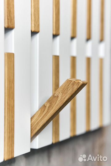 Вешалка деревянная настенная, Серая